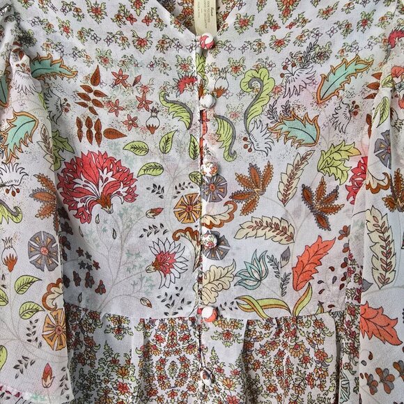 MATILDA JANE BLOUSE FLORAL LAYERED RUFFLED TOP WOMENS SIZE SMALL MULTICOLOR - Picture 4 of 7